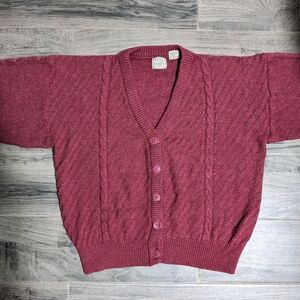 Plum Knit Button-Up Cardigan